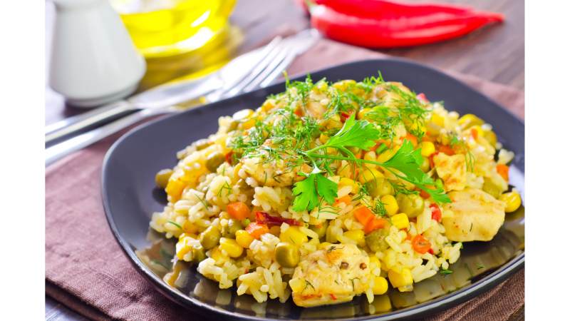 Arroz de forno com galinha