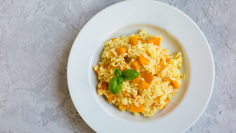 Risoto de abóbora com hortelã